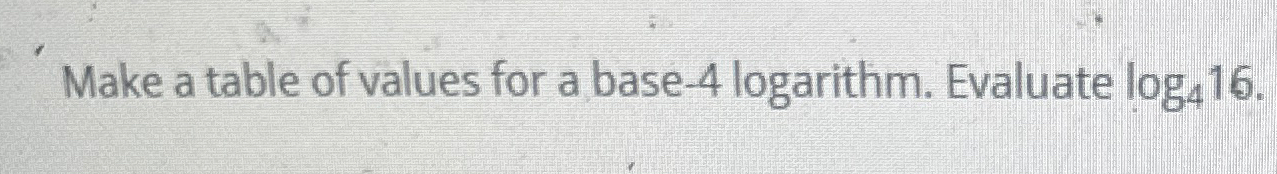 Solved Make a table of values for a base- 4 ﻿logarithm. | Chegg.com