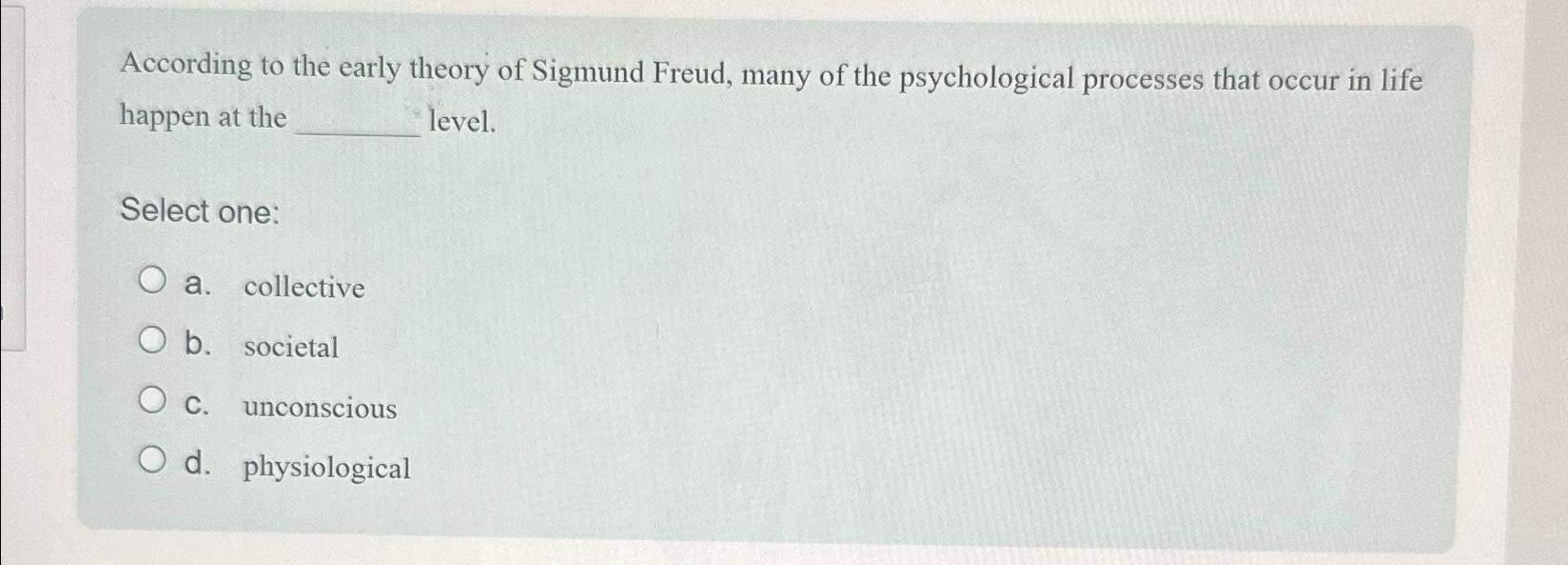 Solved According to the early theory of Sigmund Freud, many | Chegg.com