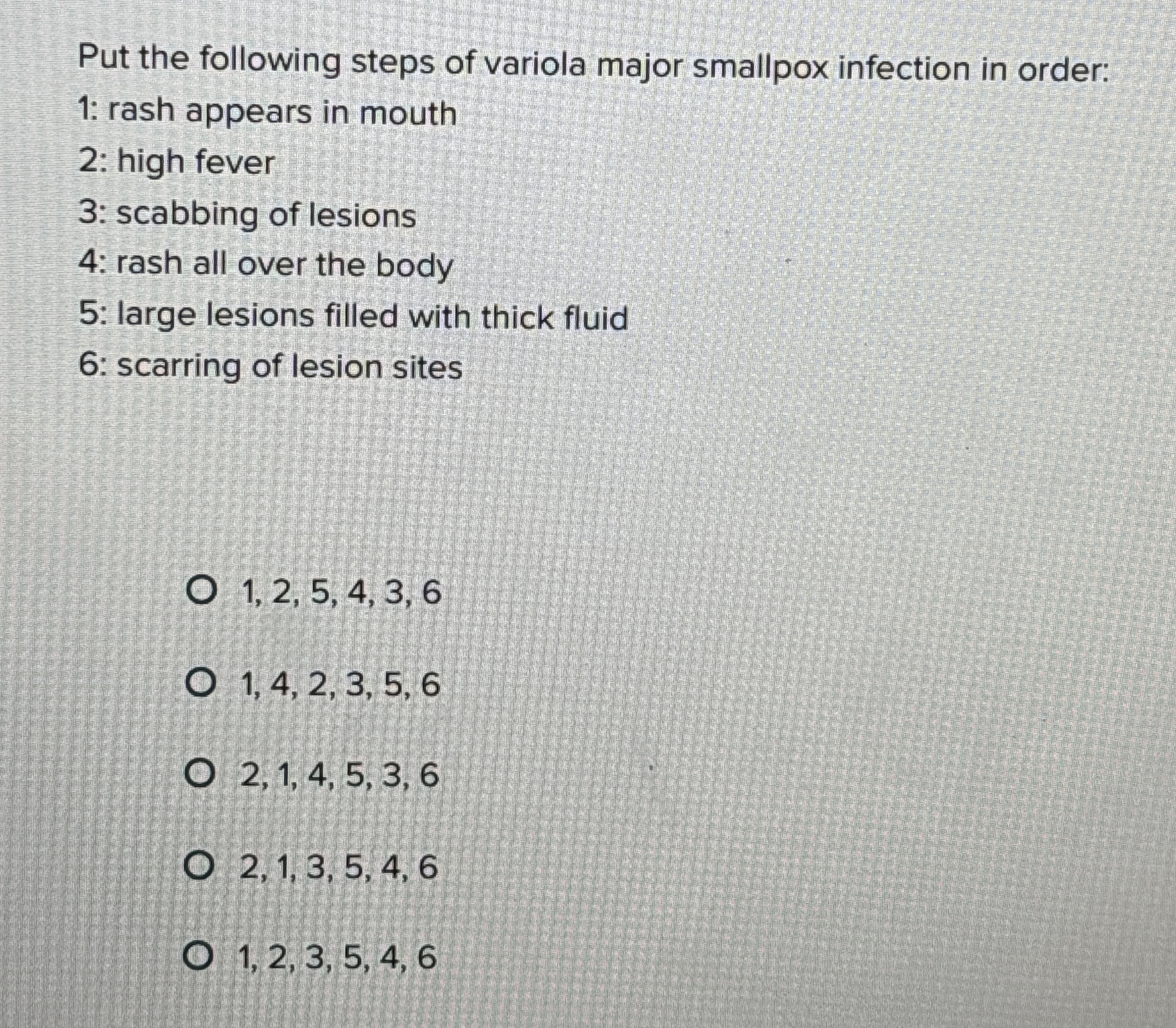 Solved Put the following steps of variola major smallpox | Chegg.com