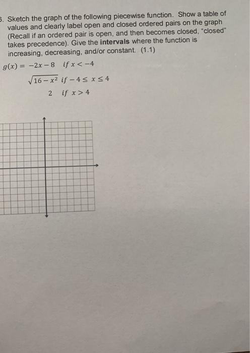 Solved 5. Sketch the graph of the following piecewise | Chegg.com