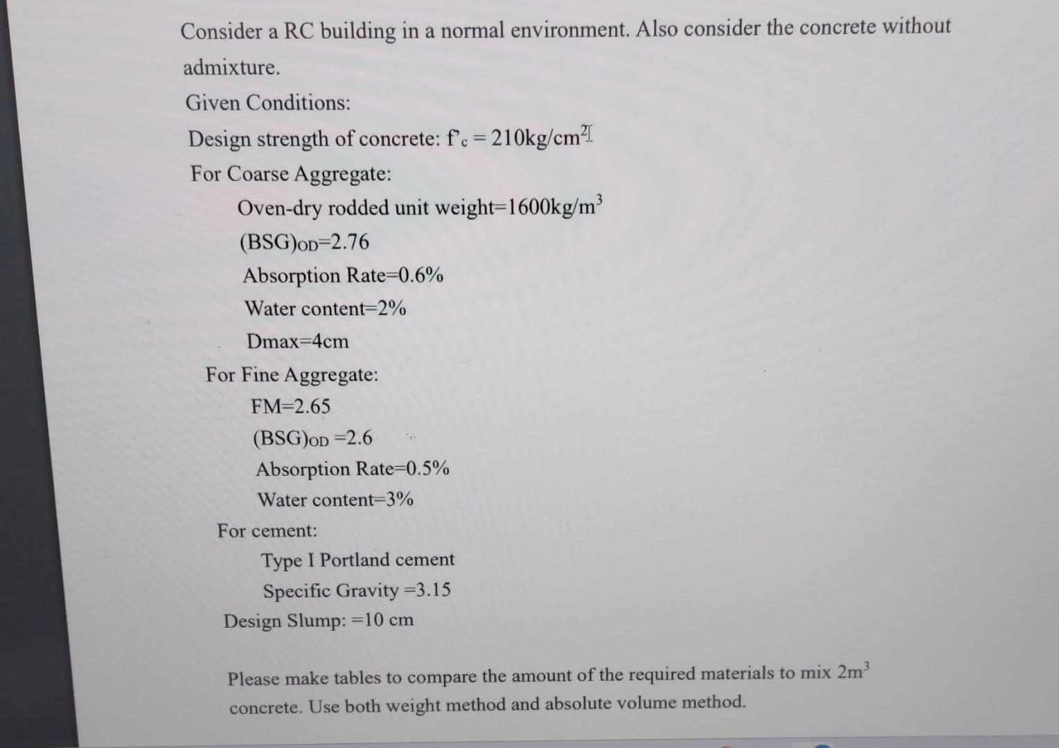 Consider a RC building in a normal environment. Also | Chegg.com