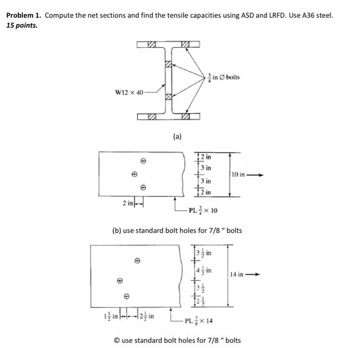 Solved Problem 1. Compute the net sections and find the | Chegg.com