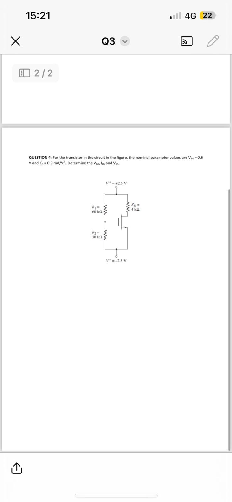 Solved QUESTION 4: For the transistor in the circuit in the | Chegg.com