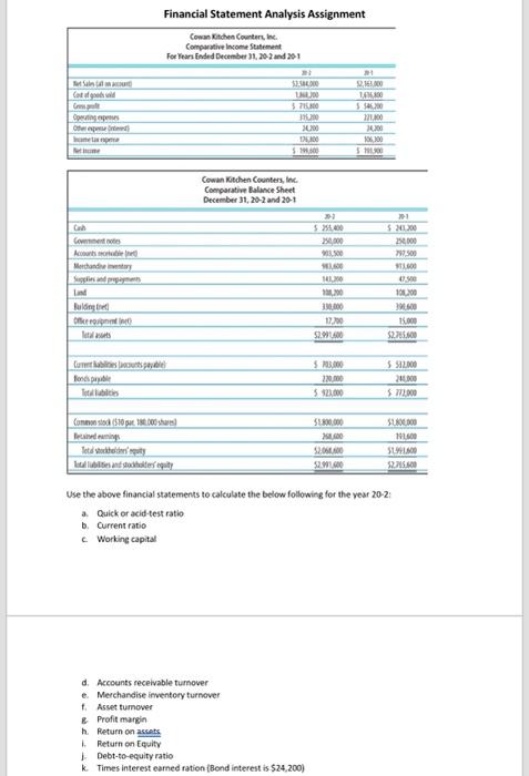 corporate finance assignment 2 financial statement analysis