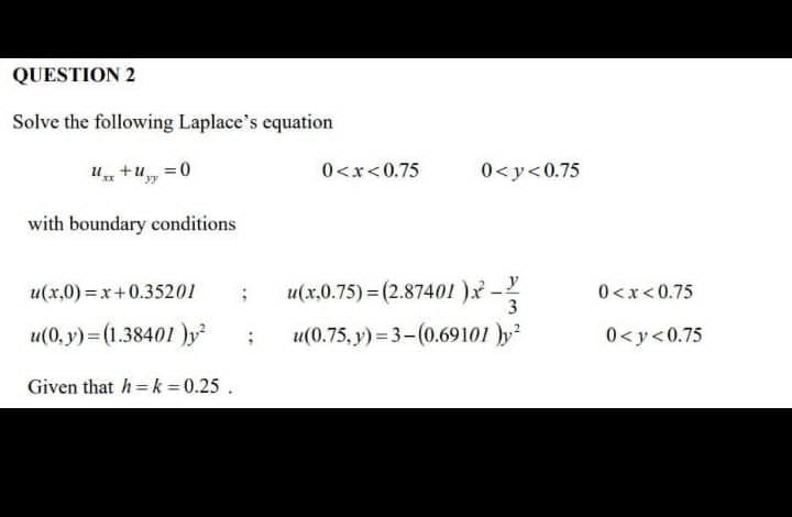 Solved QUESTION 2 Solve The Following Laplace's Equation 4. | Chegg.com