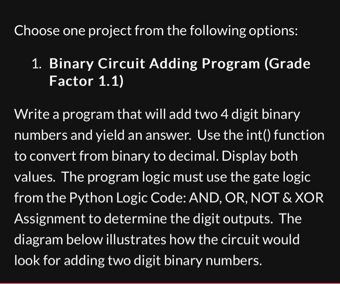 Solved This project is to be done with Python. You are to | Chegg.com