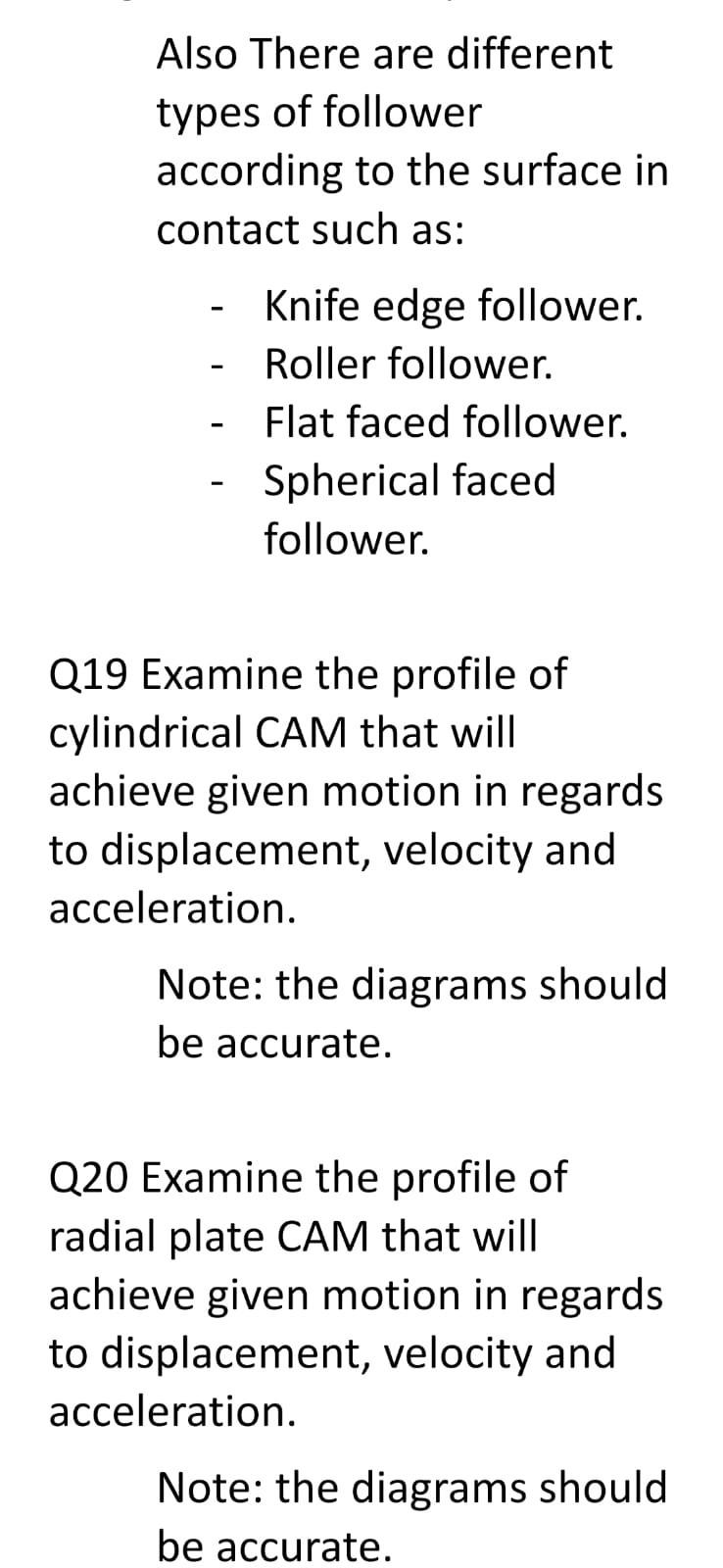 Solved Figure “9” cylindrical cam The available types of