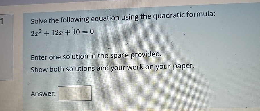 Solved Solve the following equation using the quadratic | Chegg.com