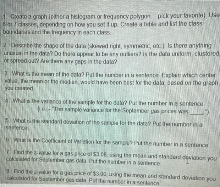 Solved 1. Create a graph (either a histogram or frequency | Chegg.com