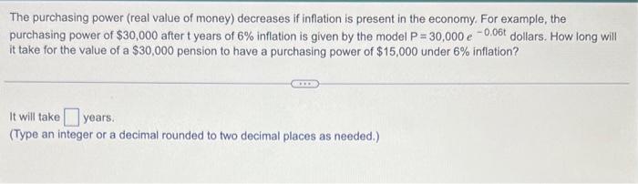 Solved The purchasing power (real value of money) decreases | Chegg.com