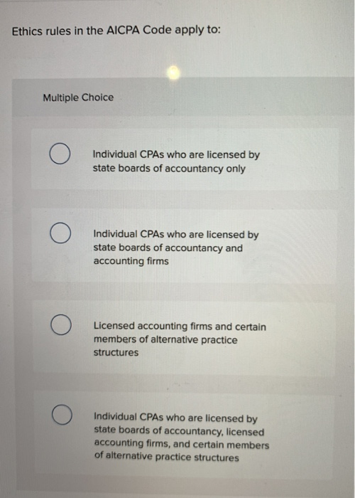 ethics rules in the aicpa code apply to