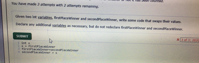 Solved counted. You have made 3 attempts with 2 attempts | Chegg.com