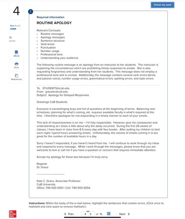 1 Required information ROUTINE APOLOGY Relevant | Chegg.com