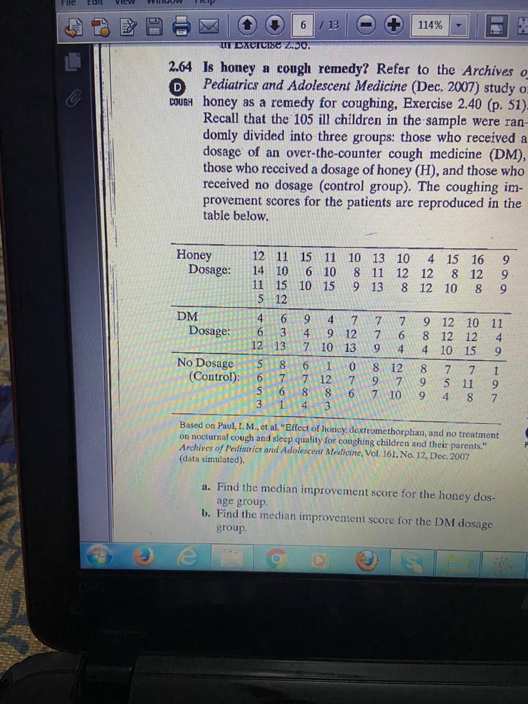 Solved C. Find The Median Improvement Score For The Control 