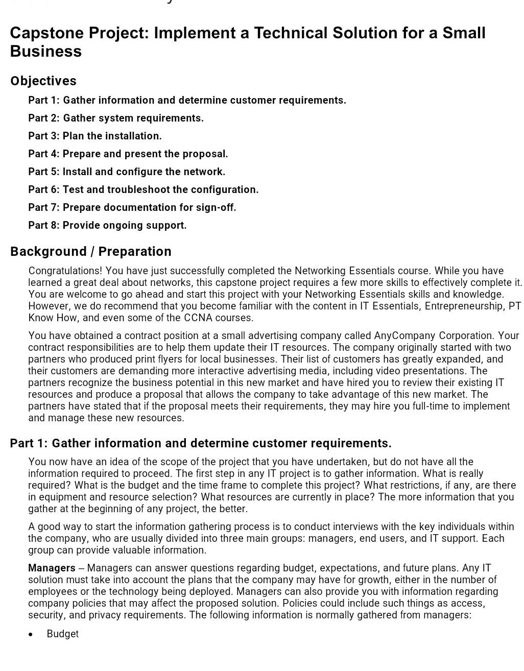 Solved Capstone Project Implement a Technical Solution for