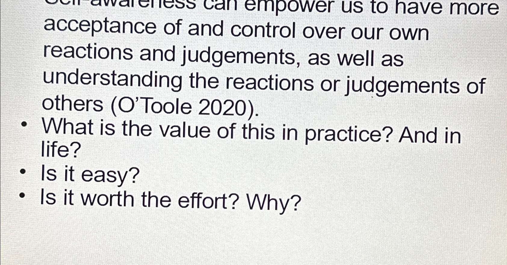 Solved acceptance of and control over our own reactions and | Chegg.com