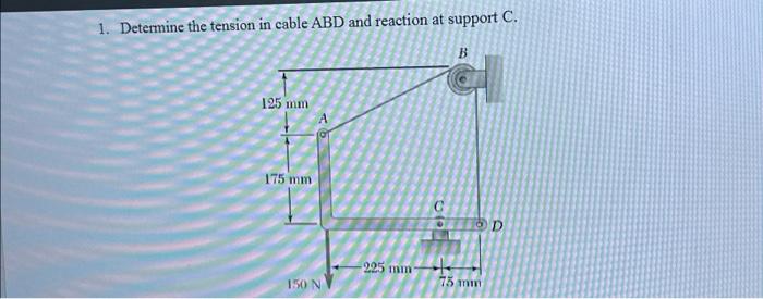 Solved 1. Determine the tension in cable ABD and reaction at | Chegg.com