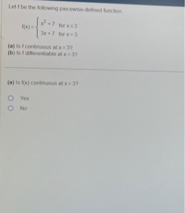 Solved let f be the following piecewise defined function chegg
