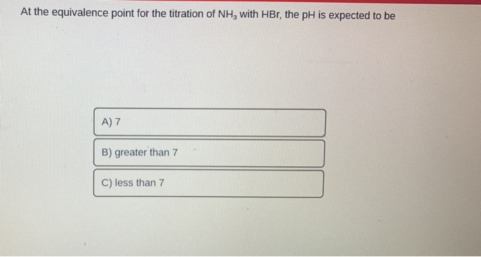 Solved At The Equivalence Point For The Titration Of NH3