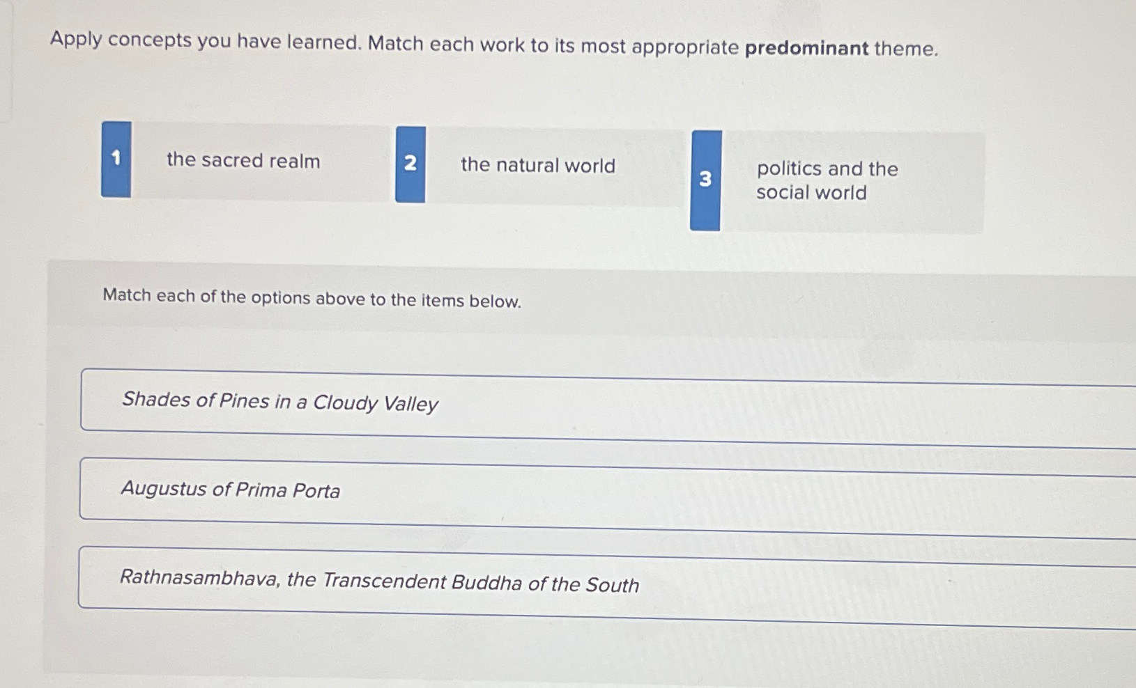 Solved Apply concepts you have learned. Match each work to | Chegg.com