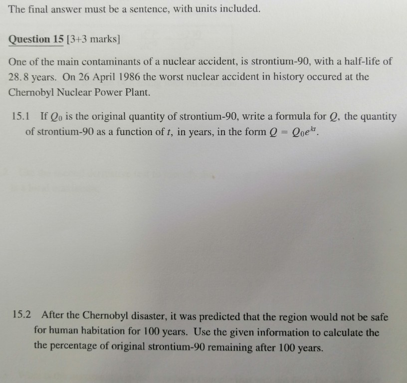 Solved The Final Answer Must Be A Sentence With Units Chegg