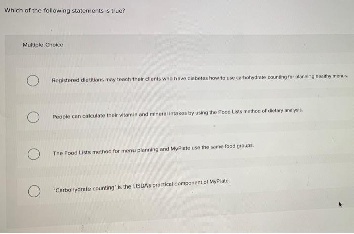 Solved Which of the following statements is true? Multiple | Chegg.com