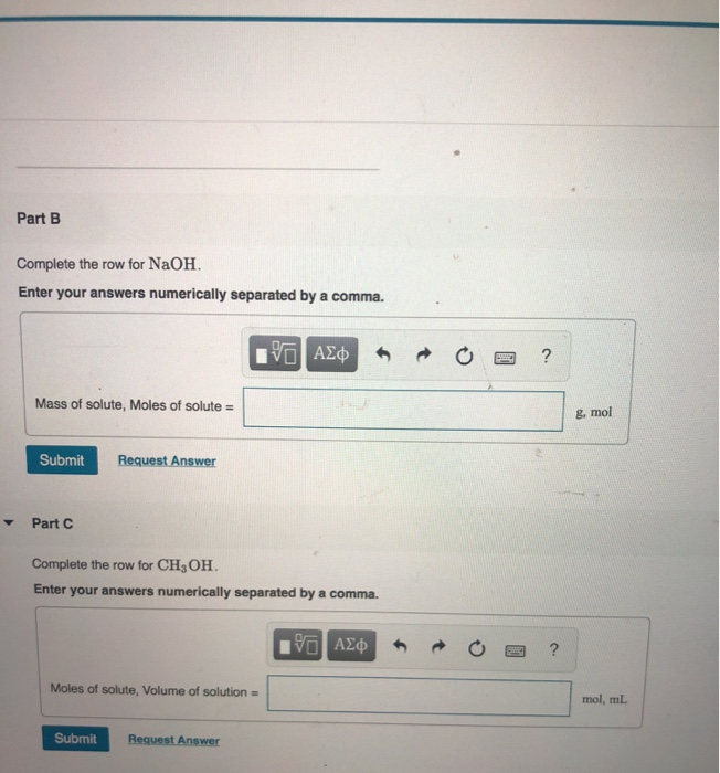 Solved Complete the table Solute Mass of solute Moles of Chegg