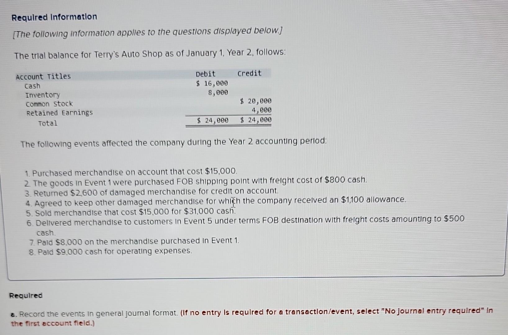 Solved Requlred Information [The following information | Chegg.com