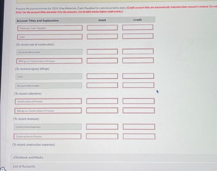 Prepare The Journal Entries For 2024 Use Materials Chegg Com   Image