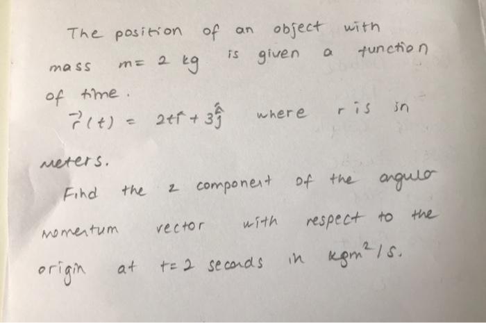 Solved 2 kg mass The position of an object with is given | Chegg.com