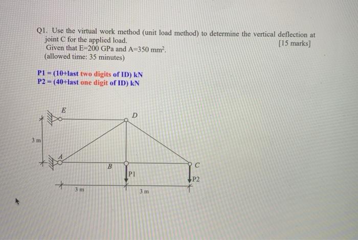 Solved Q1. Use the virtual work method (unit load method) to | Chegg.com