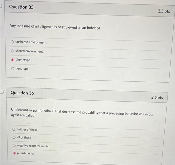 Solved Question 35 2.5 pts Any measure of intelligence is | Chegg.com