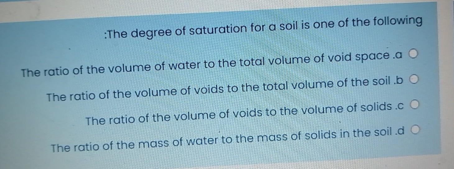 Solved :The degree of saturation for a soil is one of the | Chegg.com