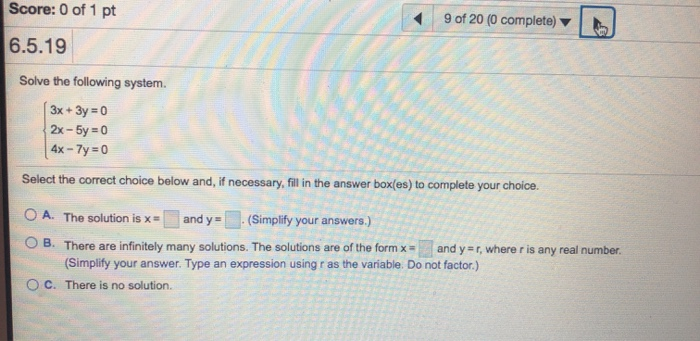 Solved Score: 0 of 1 pt 9 of 20 (0 complete) 6.5.19 Solve | Chegg.com