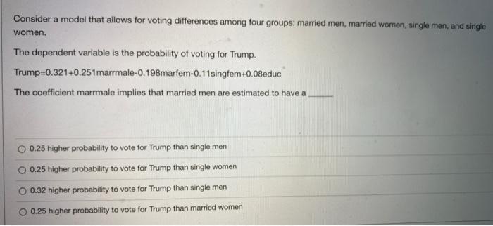 Solved Consider a model that allows for voting differences Ch