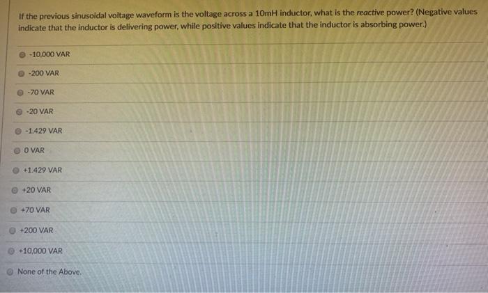 Solved Consider the following sinusoidal voltage waveform: | Chegg.com