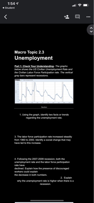 Solved 1:54 Student Macro Topic 2.3 Unemployment Part 1: | Chegg.com