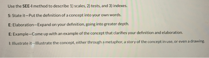 Solved Use The See I Method To Describe 1 Scales 2 Tes Chegg Com