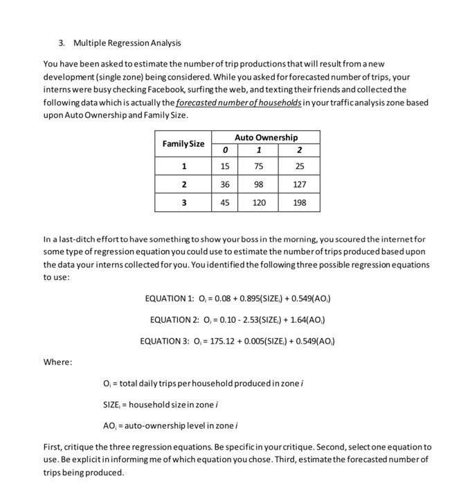 3. Multiple Regression Analysis You have been asked | Chegg.com