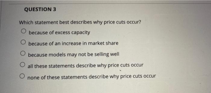 Solved QUESTION 3 Which Statement Best Describes Why Price | Chegg.com