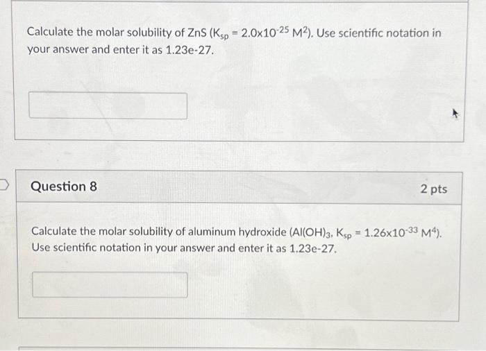 Solved Calculate The Molar Solubility Of Chegg Com   Image