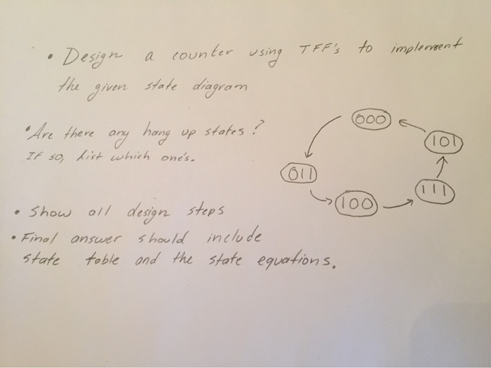 Solved using TFF's to implement o Design the given a counter | Chegg.com