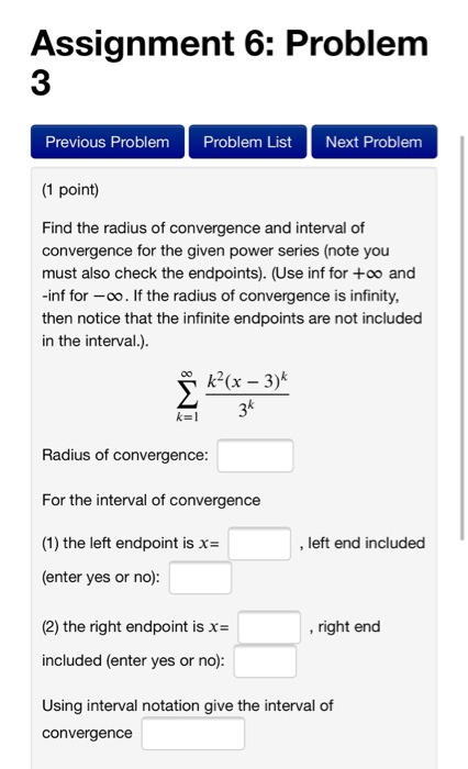 Solved Assignment 6: Problem Previous Problem Problem List | Chegg.com