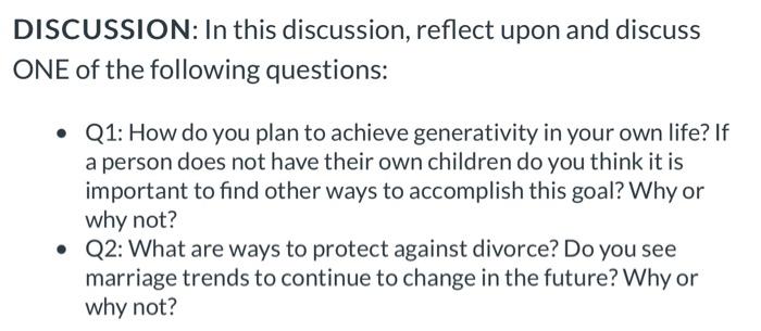 Solved DISCUSSION: In this discussion, reflect upon and | Chegg.com