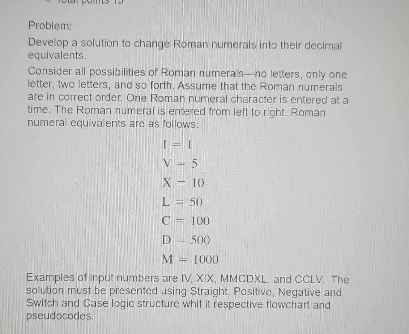 Roman Numeral Character Code Word