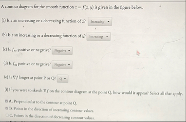Solved A contour diagram for, the smooth function z=f(z,y) | Chegg.com