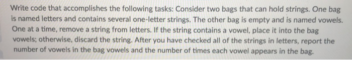 Solved Write code that accomplishes the following tasks: | Chegg.com