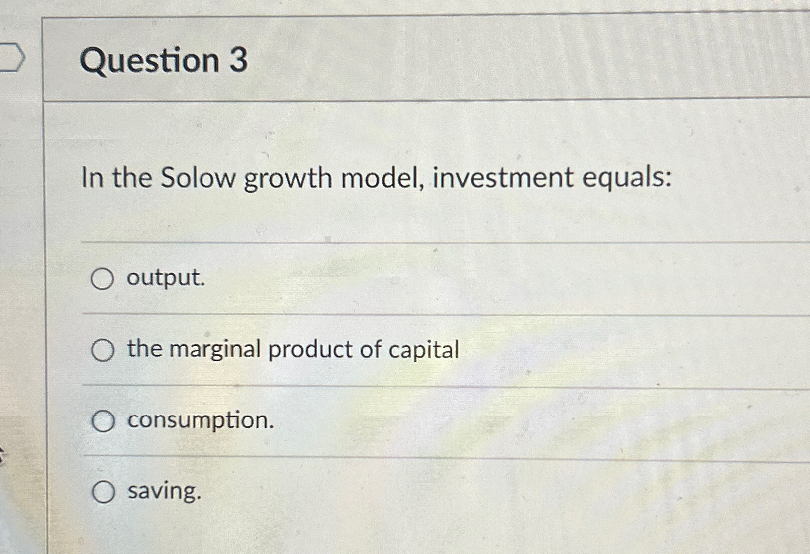 Solved Question 3In the Solow growth model, investment | Chegg.com