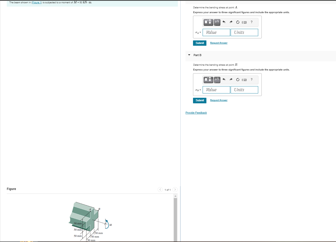 Solved Determine the bending stress at point A.Express your | Chegg.com