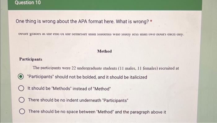 Solved One thing is wrong about the APA format here. What is | Chegg.com